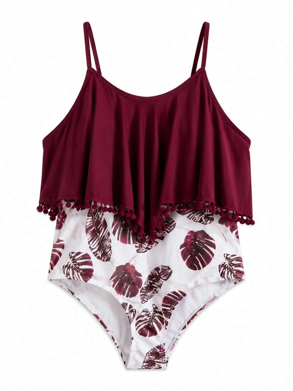 4/$20➡️ Burgundy & White Tropical Print One-Piece Swimsuit – Plus Size 4X EUC